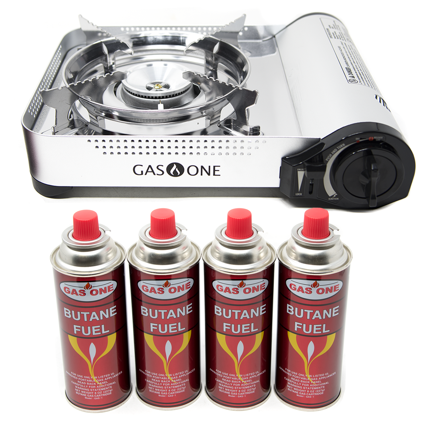 12 000 BTU Portable Butane Camp Stove 4 Pk Butane Canister